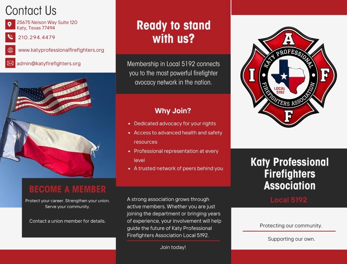 Katy Professional Fire Fighters Association informational brochure